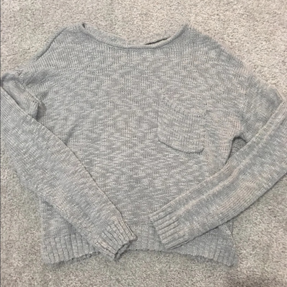 Grey crisscross sweater